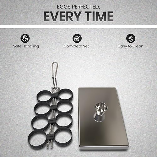 Miniatura 2 de Rattleware Anillos para huevos de acero inoxidable, grado comercial, cocción uniforme, mango resistente al calor, ideales para freír huevos,
