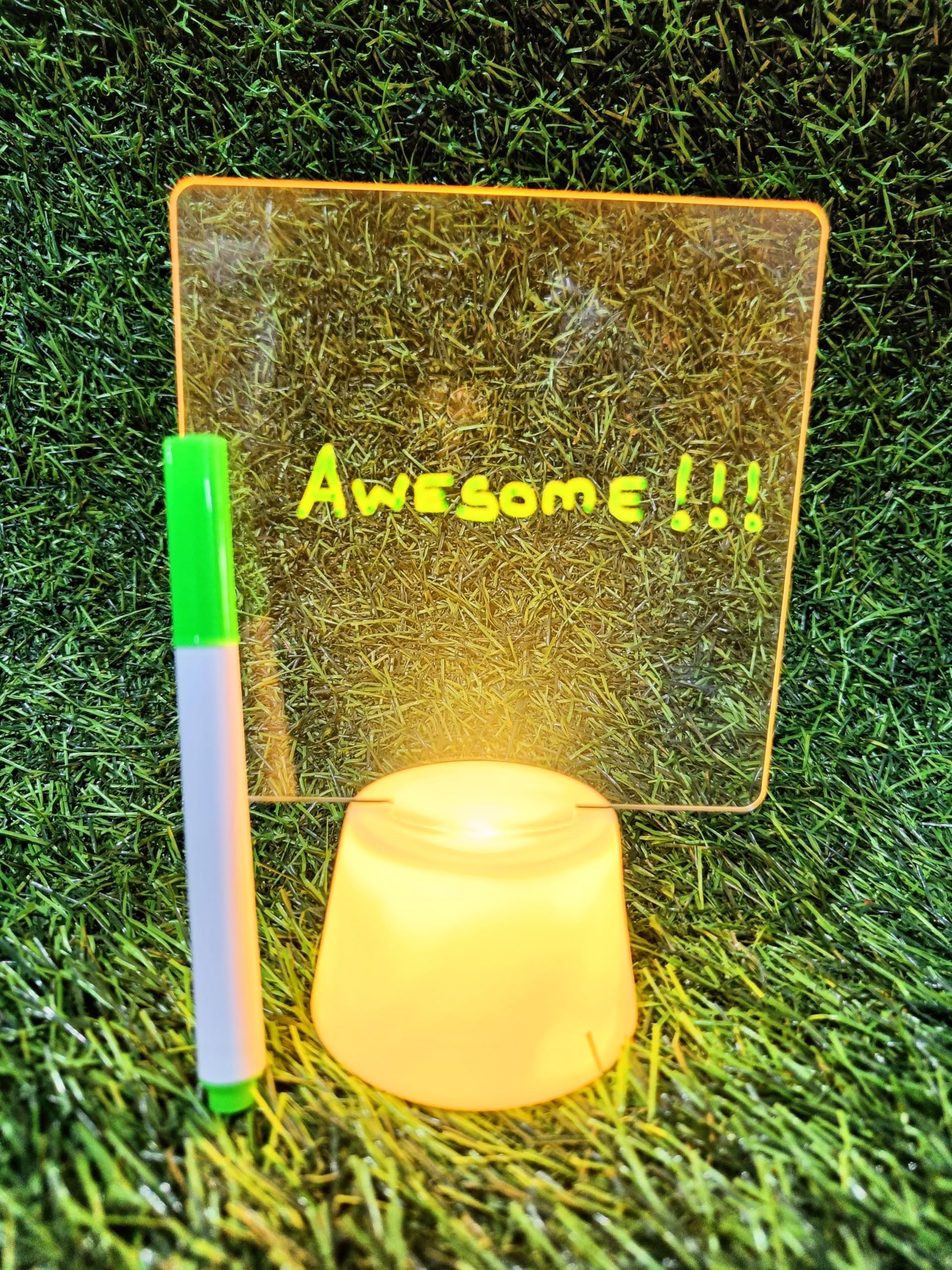 VRB Dec™ 1 Pcs 3d acrylic led message board with Pen/Letter Light/Alphabet/led Alphabet Letters/led board/Aesthetic Room/Birthday Decoration Items Children's Room Decoration (Square Shape - 1 Pcs)