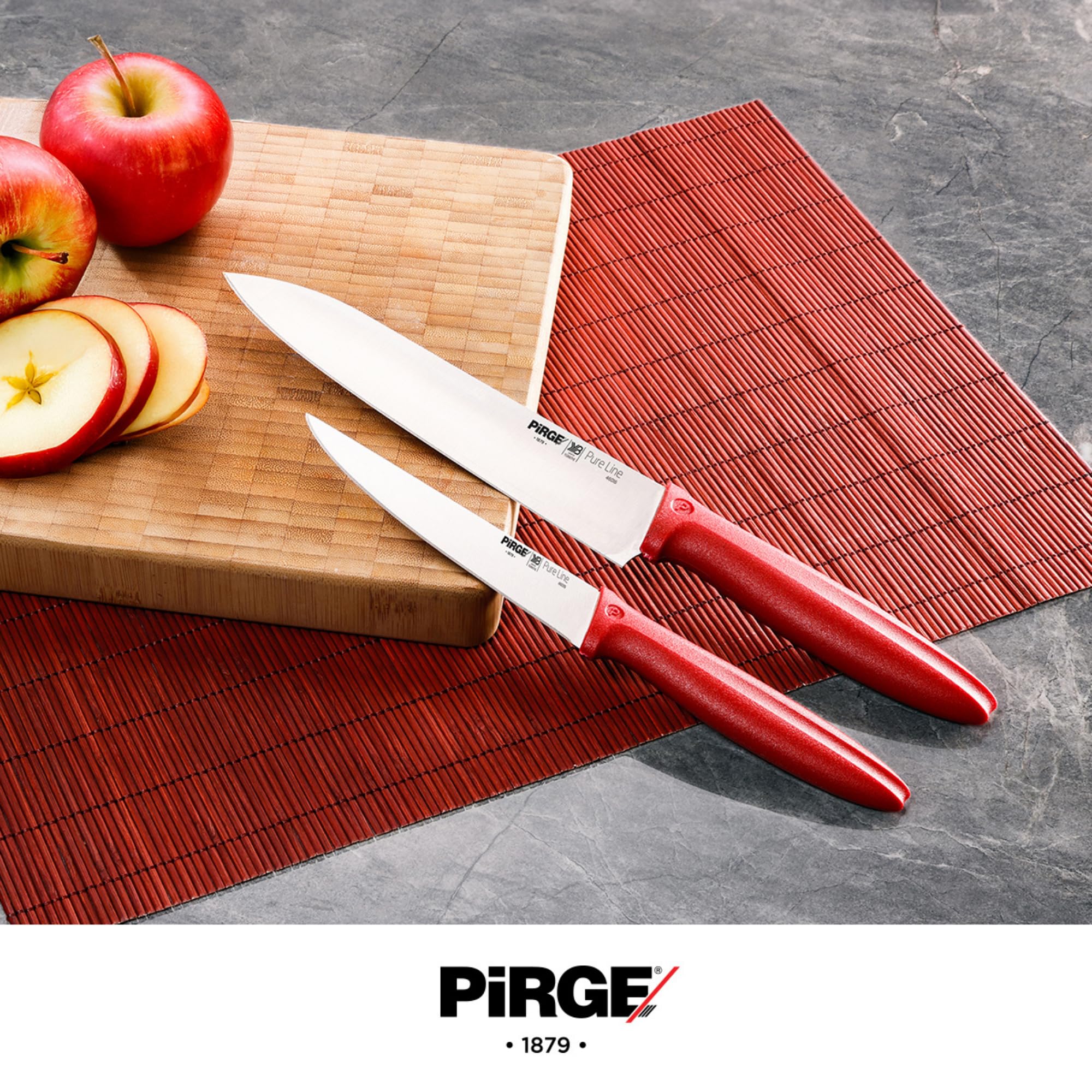 Pirge Set di coltelli da cucina Pure Line con ceppo, 6 pezzi in acciaio inossidabile - Set di coltelli con ceppo in legno di carpino - Acciaio inossidabile tedesco ad alto tenore di carbonio 54 HRC