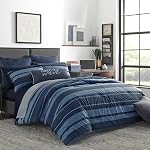 Nautica - Ensemble double confort, lit réversible en coton avec sham assorti, décoration maison élégante, salle de dortoir essentiels (bleu Longpoint, Twin/Twin XL)