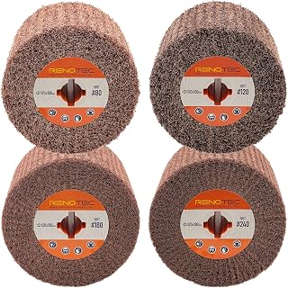 Non-Woven Wheel, 120x100mm, Italian Material, Wire Drawing Satin Finish of Metal Surface, Conditioning Drum Burnishing Wheel (80-240 Grit Set)