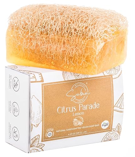 Miniatura 1 de SABUN CO. Jabón de limón - Jabón de lufa de aceite de limón - Jabón Luffa natural, hecho a mano, hidratante y exfoliante  Barra de exfoliante facial