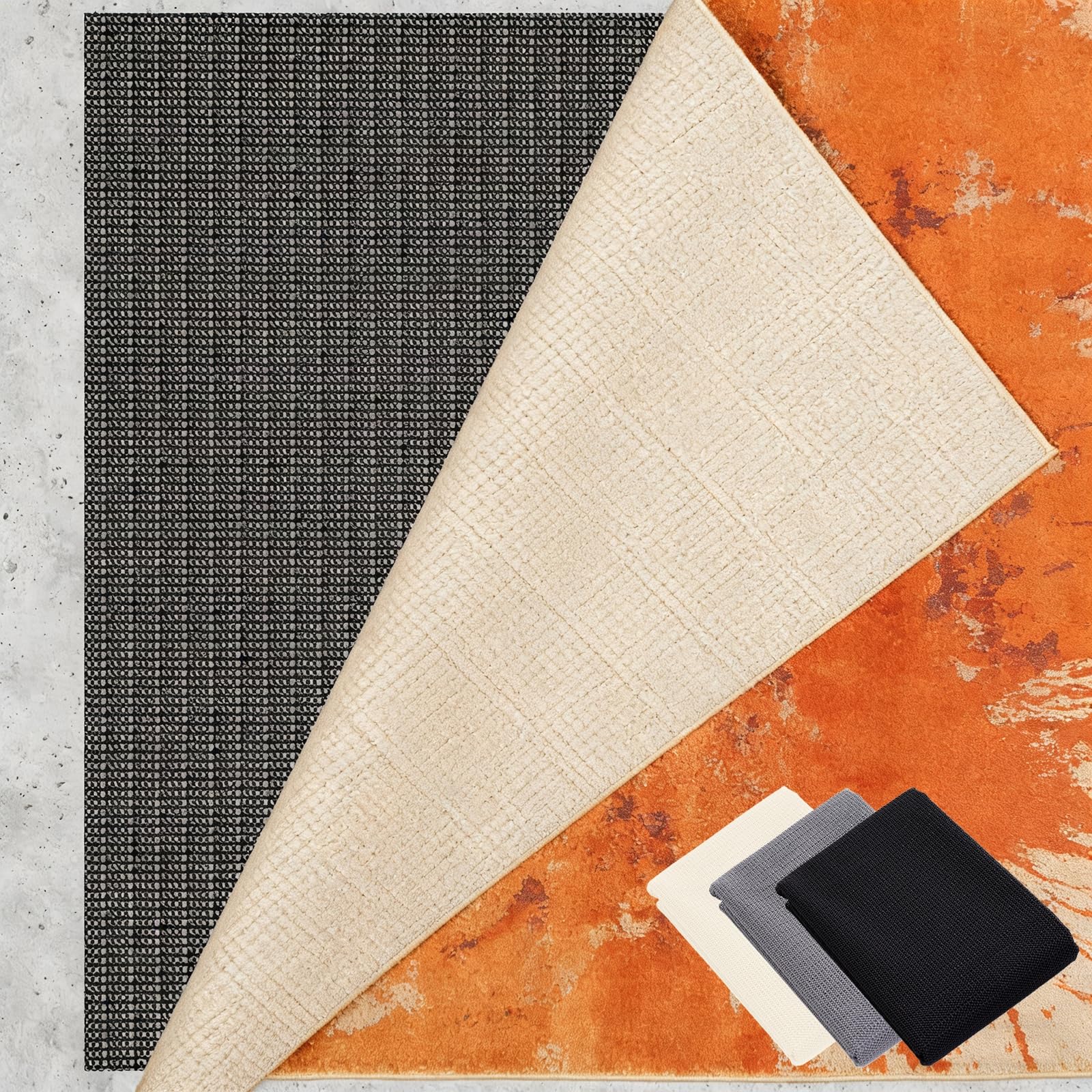 Bases Antideslizante 150 x 270 cm Multiusos de PVC, Lavable, Cortable, Reutilizable y sin Olores, Red Antideslizante para Alfombras Adecuado para Parqué O Baldosas, Negro