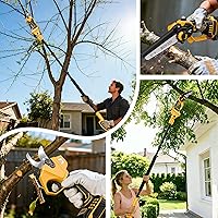 Vista 2 de Sierra de poste 4 en 1 y tijeras de podar eléctricas, sierras de poste de 6 pulgadas para podar árboles, tijeras de podar inalámbricas con poste