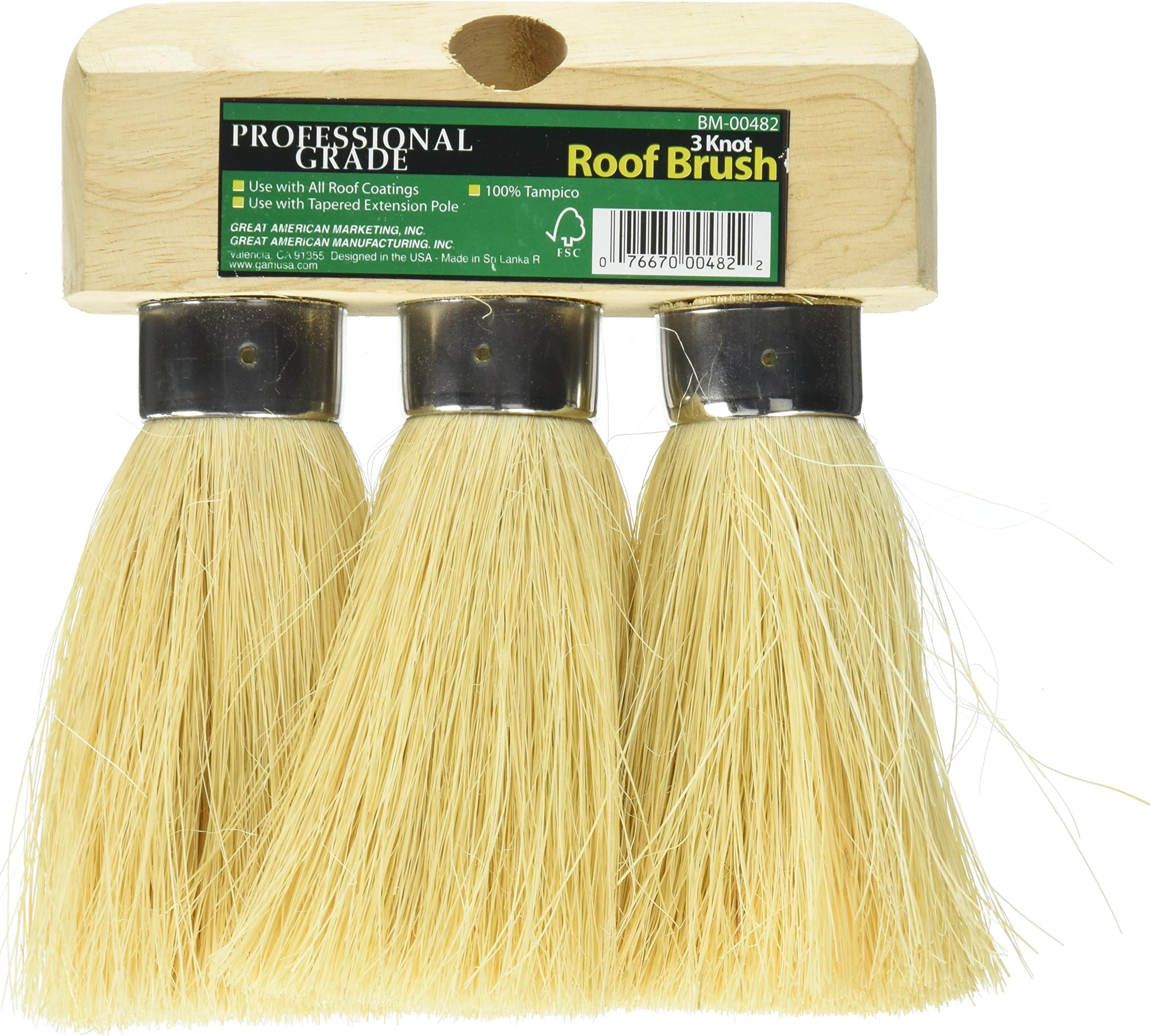 H.B. Smith 3 Knot Roof Brush Natural Fiber