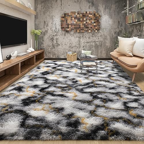 Miniatura 98 de Tepook - Alfombra súper suave y peluda para dormitorio, alfombras modernas peludas para niños para sala de estar, alfombra de felpa