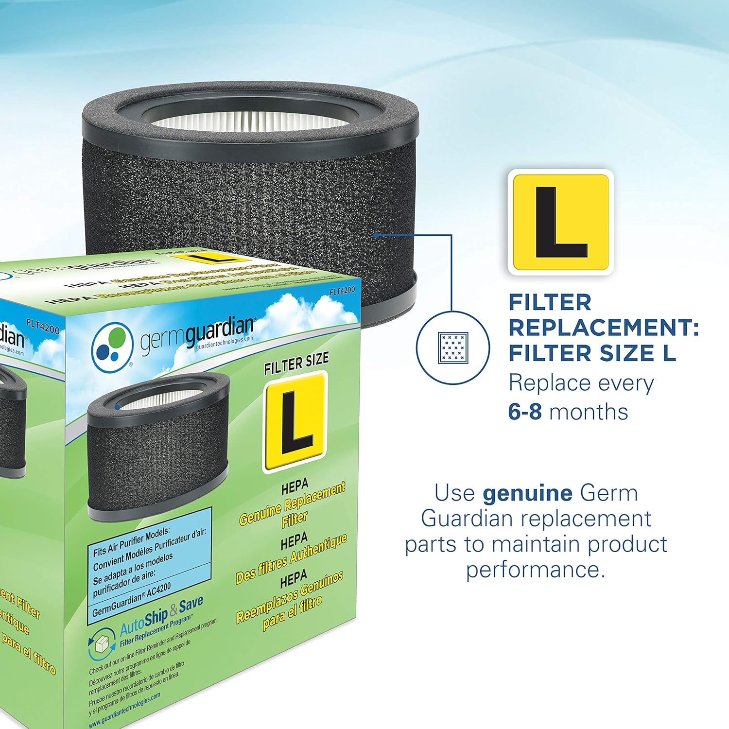 GermGuardian True HEPA Filter Air Purifier for Home, Office, Bedrooms, Filters Allergies, Pollen, Smoke, Dust, Pet Dander, Mold, Activated Carbon Eliminates Odors and Deodorizes, White, AC4200W