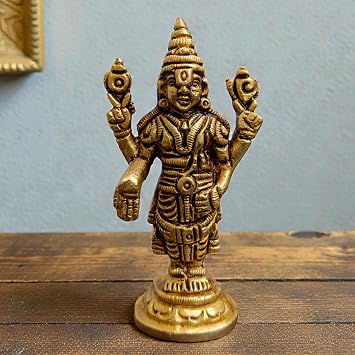 Brass Lord Venkateswara Statue 3" inch | Handcrafted Tirupati Balaji Idol | Hindu God Vishnu Murti for Home Temple, Puja Room & Spiritual Decor | South Indian Religious Gift for Devotees
