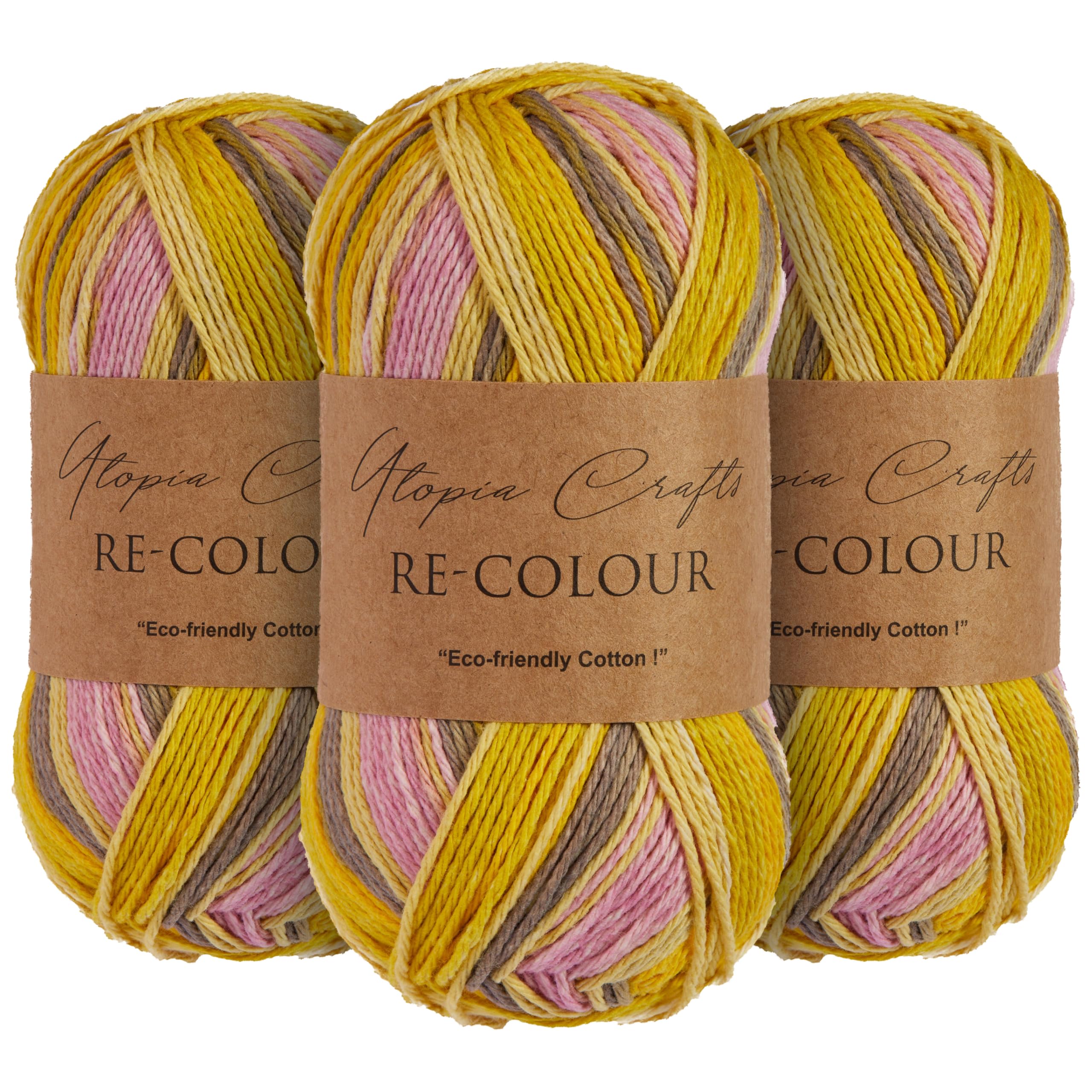 Utopia Crafts Re-Colour Knitting & Crochet Yarn 3X 100g (Marigold Meadow)