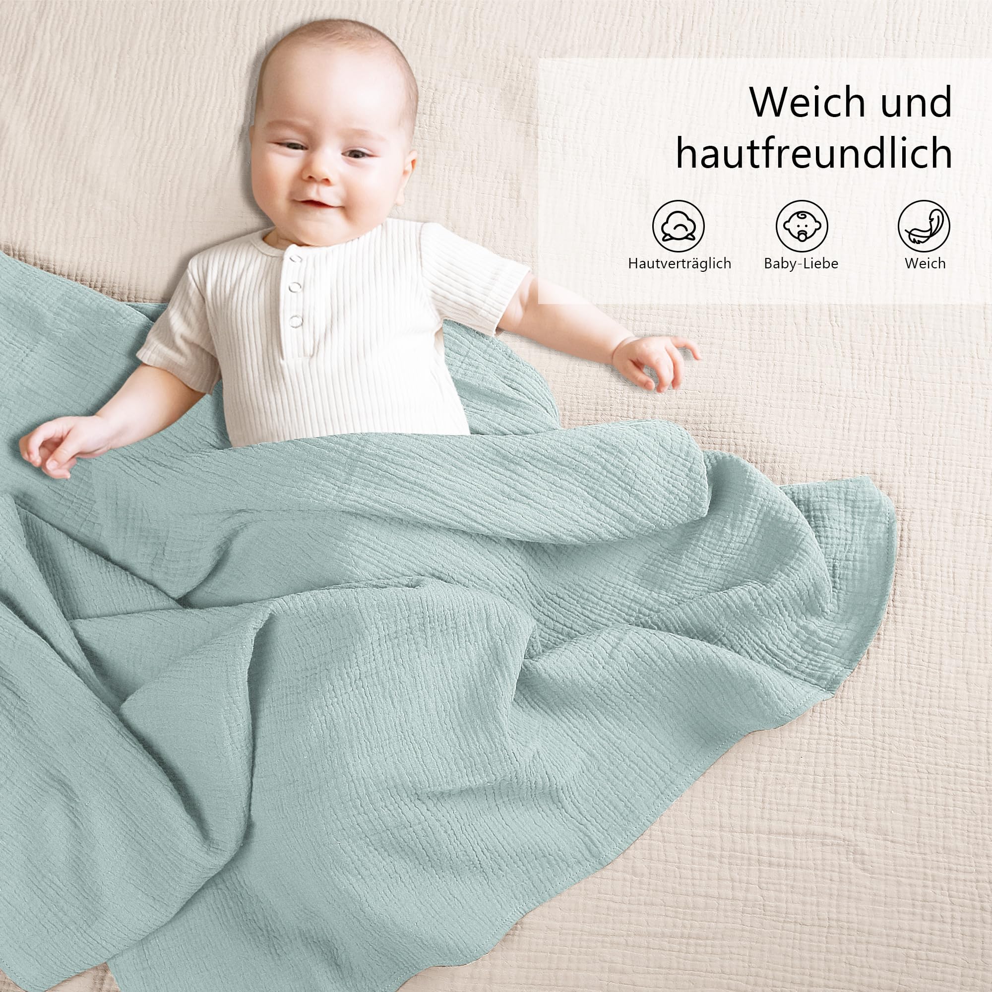 Coperta Neonato In Mussola 100x100 Cm Con Cappuccio - Morbida E Traspirante, Universale Per Passeggino E Seggiolino, Fantasia Ovetto