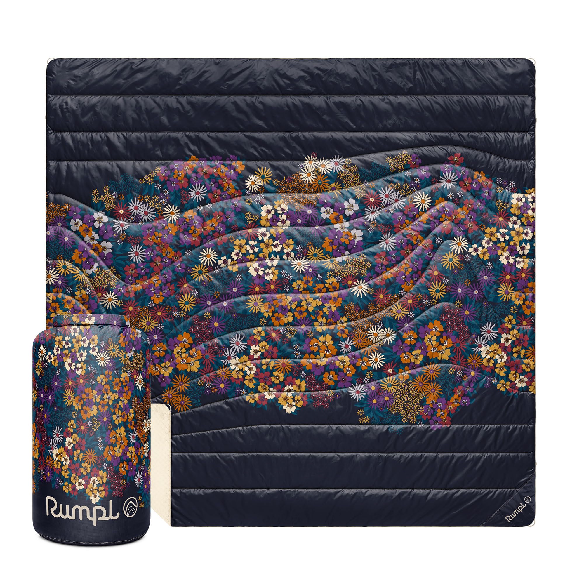 Rumpl Fleece Puffy Blanket, 2-Person, Midnight Bloom