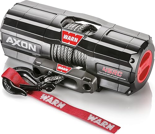 WARN 101240 AXON 45-RC Cabrestante Powersports con cuerda sintética Spydura y receptor inalámbrico HUB 14" de diámetro x 27' de longitud, capacidad