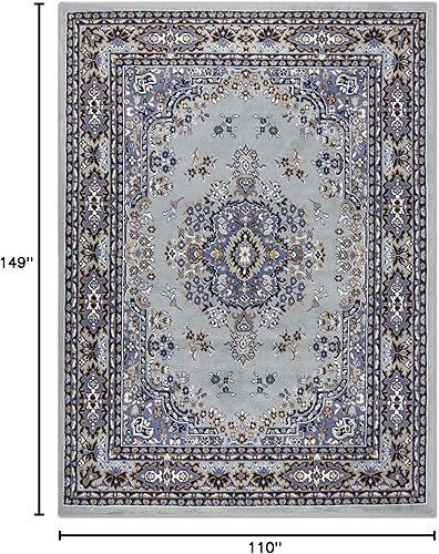 Miniatura 144 de Home Dynamix Premium Sakarya - Tapete tradicional con borde y medallón, gris, tapete rectangular de 7 pies 8 pulgadas x 10 pies 7 pulgadas Azul