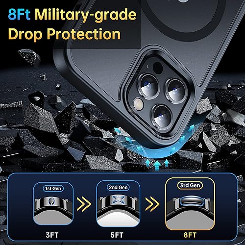 Miniatura 4 de Funda magnética para iPhone 1212 Pro, de grado militar, probada en caídas, compatible con MagSafe, a prueba de golpes, translúcida y dura, funda
