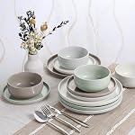 HaWare Stoneware Dinnerware Ensembles, 12-Piece Assiette et bols pour 4, Set de vaisselle pour restaurant à la maison, Speckled multicolore