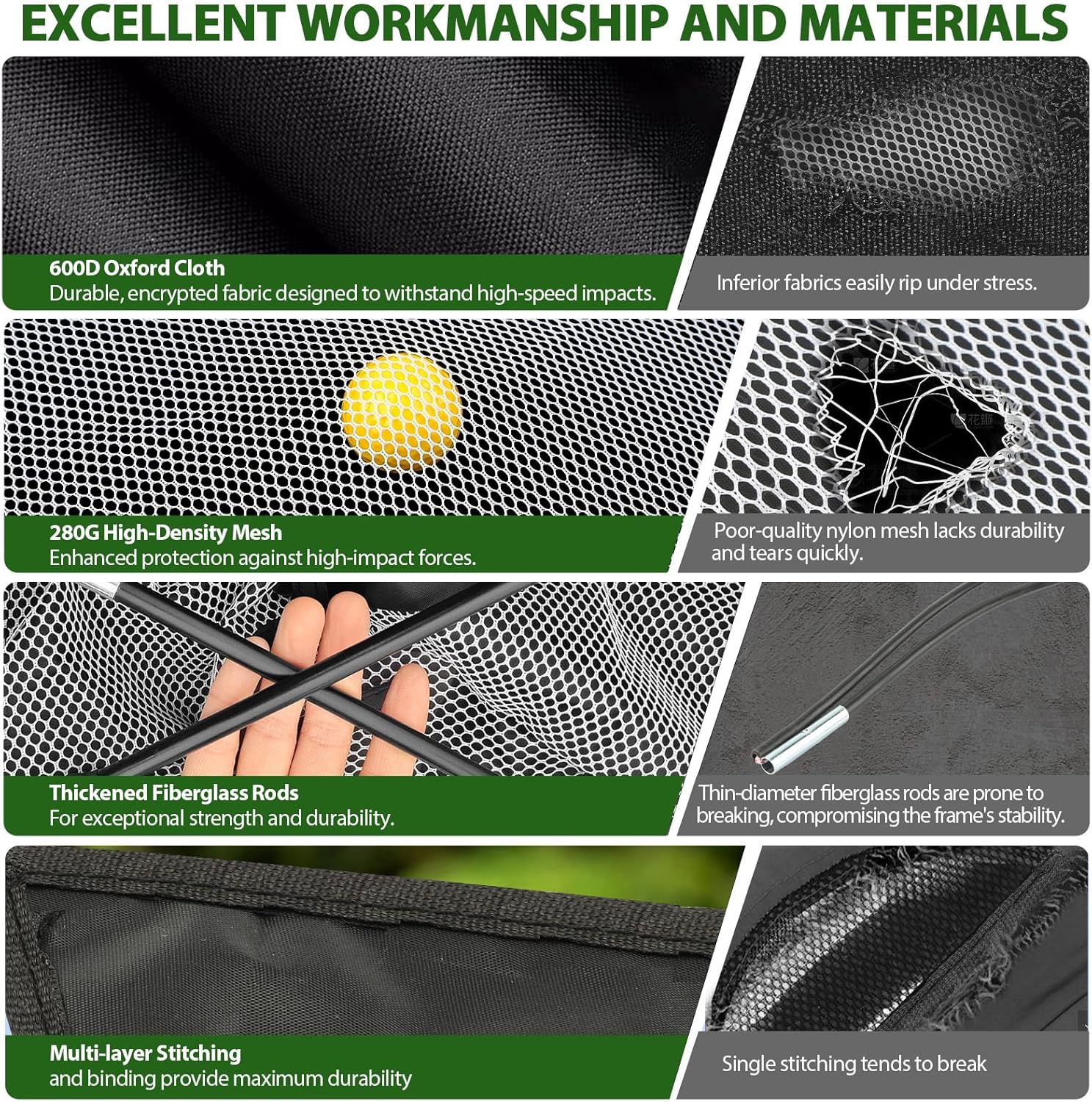 Golf Net, 10x7 Ft Practice Hitting Golf Net with Tri-Turf Mat, Ball, Tee, and Carring Bag, All-in-One Multi-Target Training Aid for Outdoor/Indoor Chipping & Driving, Ideal Gift for Men/Enthusiasts