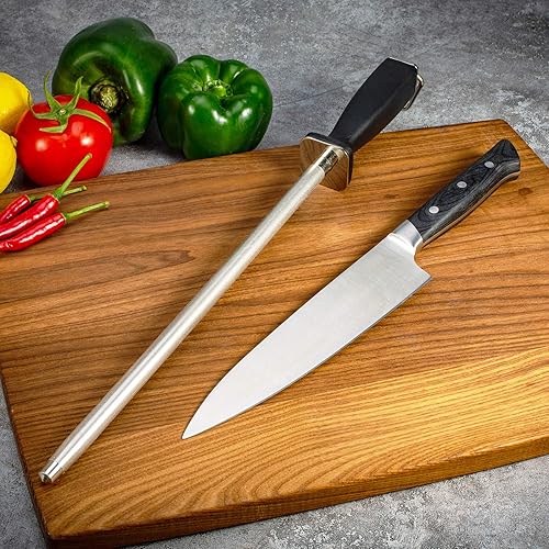 Miniatura 8 de Varilla superior para afilar cuchillos, acero cepillado diamante profesional de 10 pulgadas