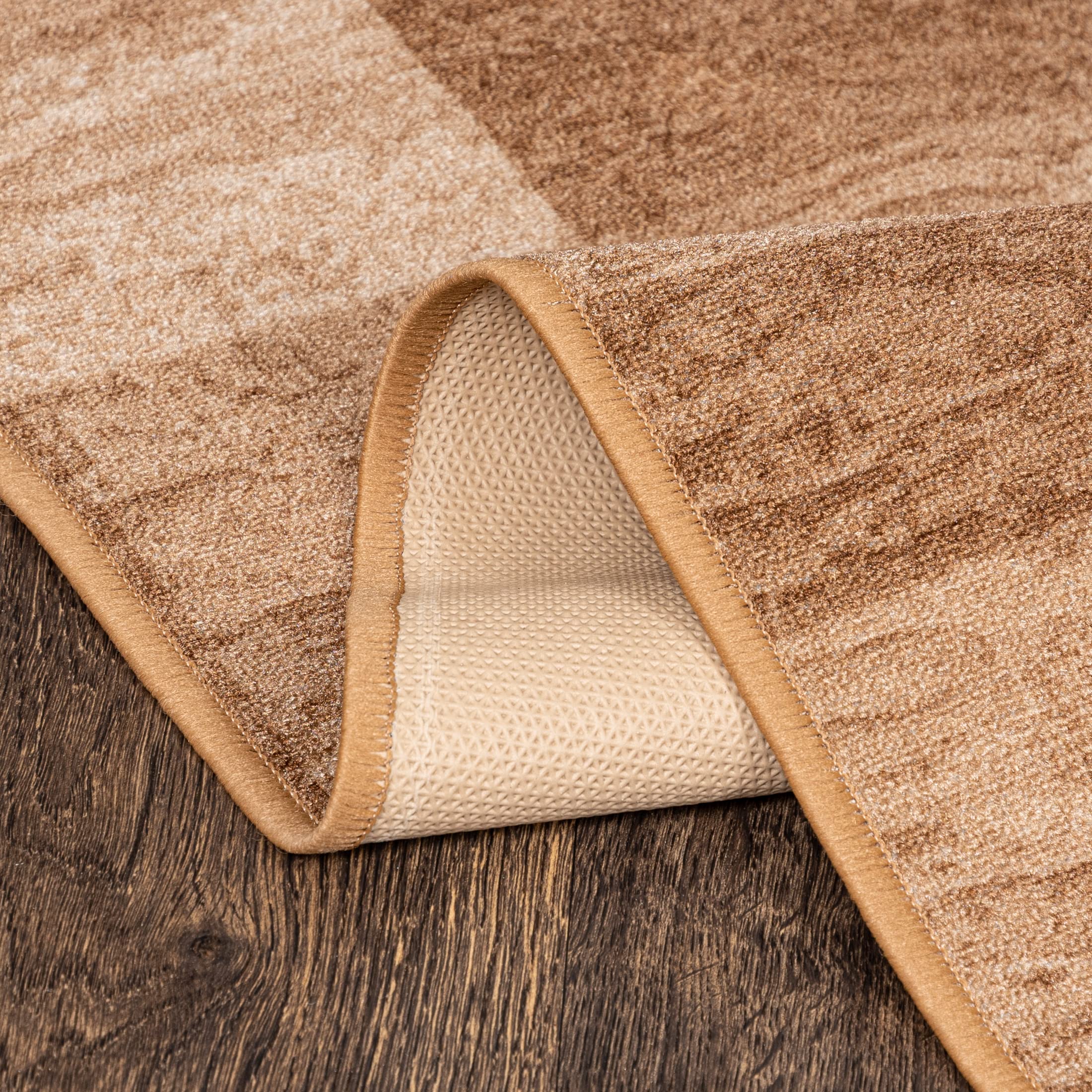 Mazovia Antislip Runner Carpet Gang - Anti-slip Loper Tapijt Bende - Kortpolig Vloerkleed - Keukenloper voor Hal, Keuken, Gang - Patroon Moderne Geometrische - Keuken Loper 67x1025cm - Beige