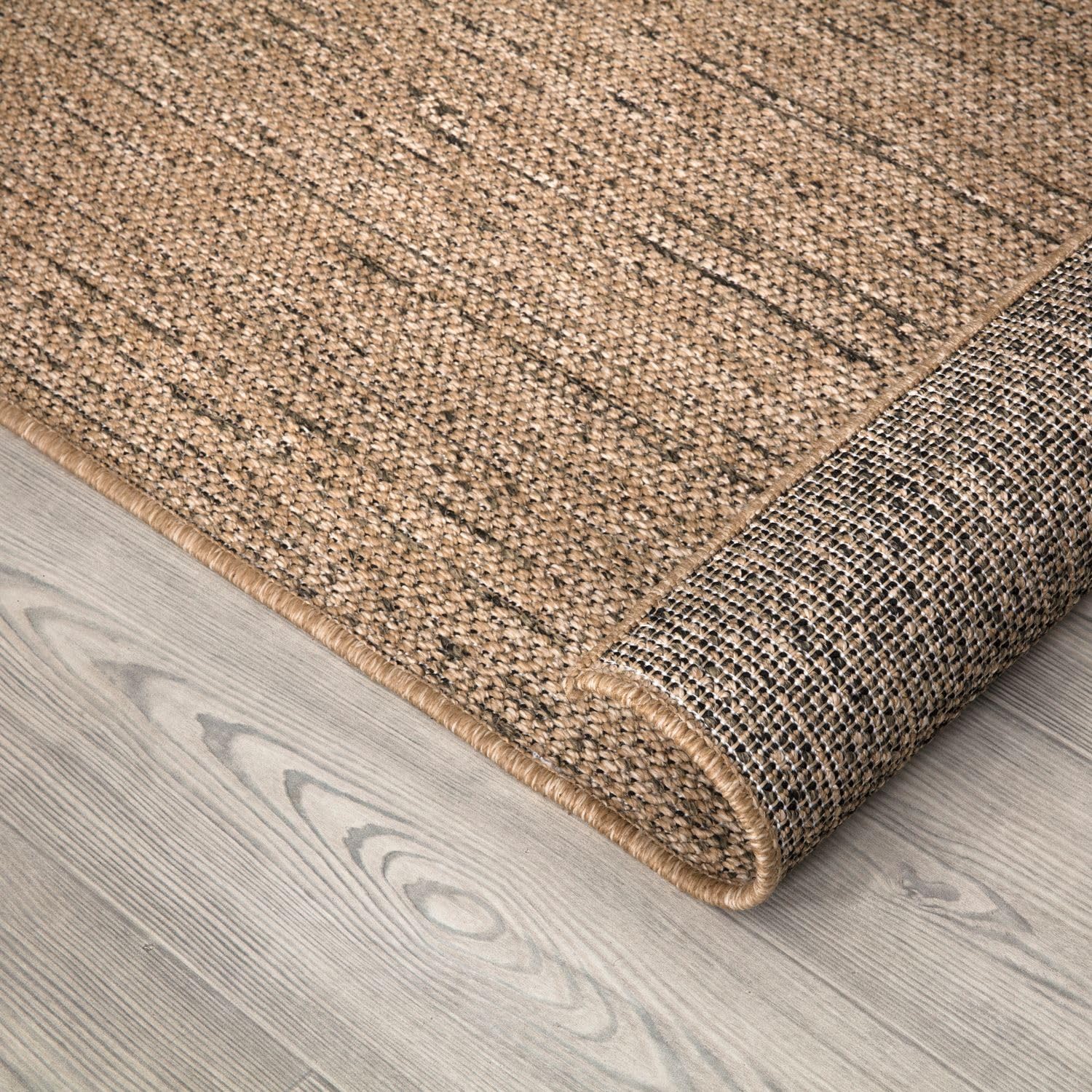 TT Home In-& Outdoorteppich Wetterfest Garten Terrasse Esszimmer Unifarben Moderner Boho Style Abstrakte Optik, Farbe:Beige, Größe:160x220 cm
