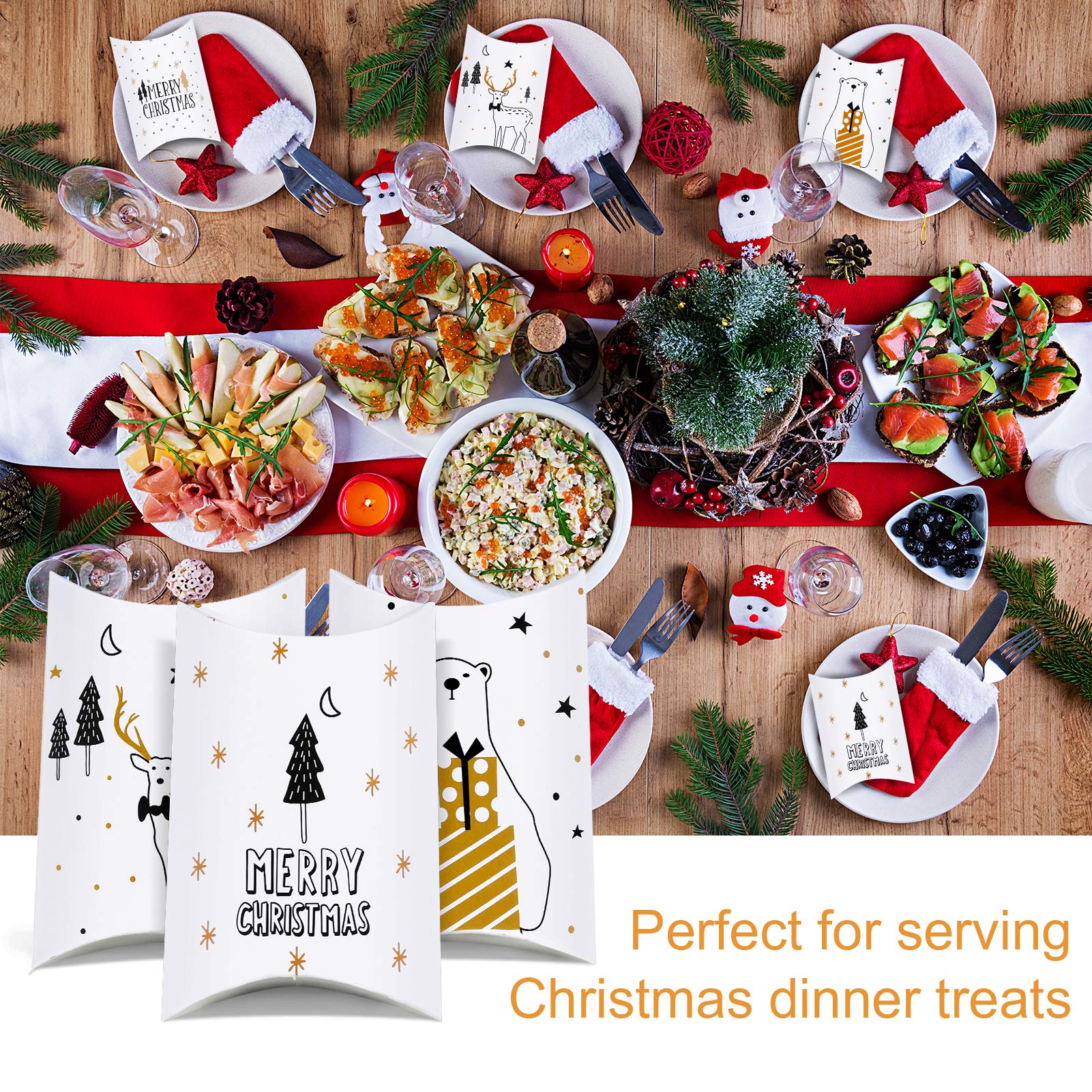 Boite Cadeau Noel, 20 Pièces Boite Papier Kraft Thème De Noel