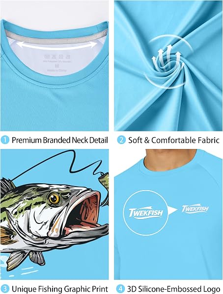 Men's UPF 50+ Sun Fishing Shirt, Long Sleeve UV Protection Tee, Quick Dry Rash Guard for Outdoor Swim Hiking - 5