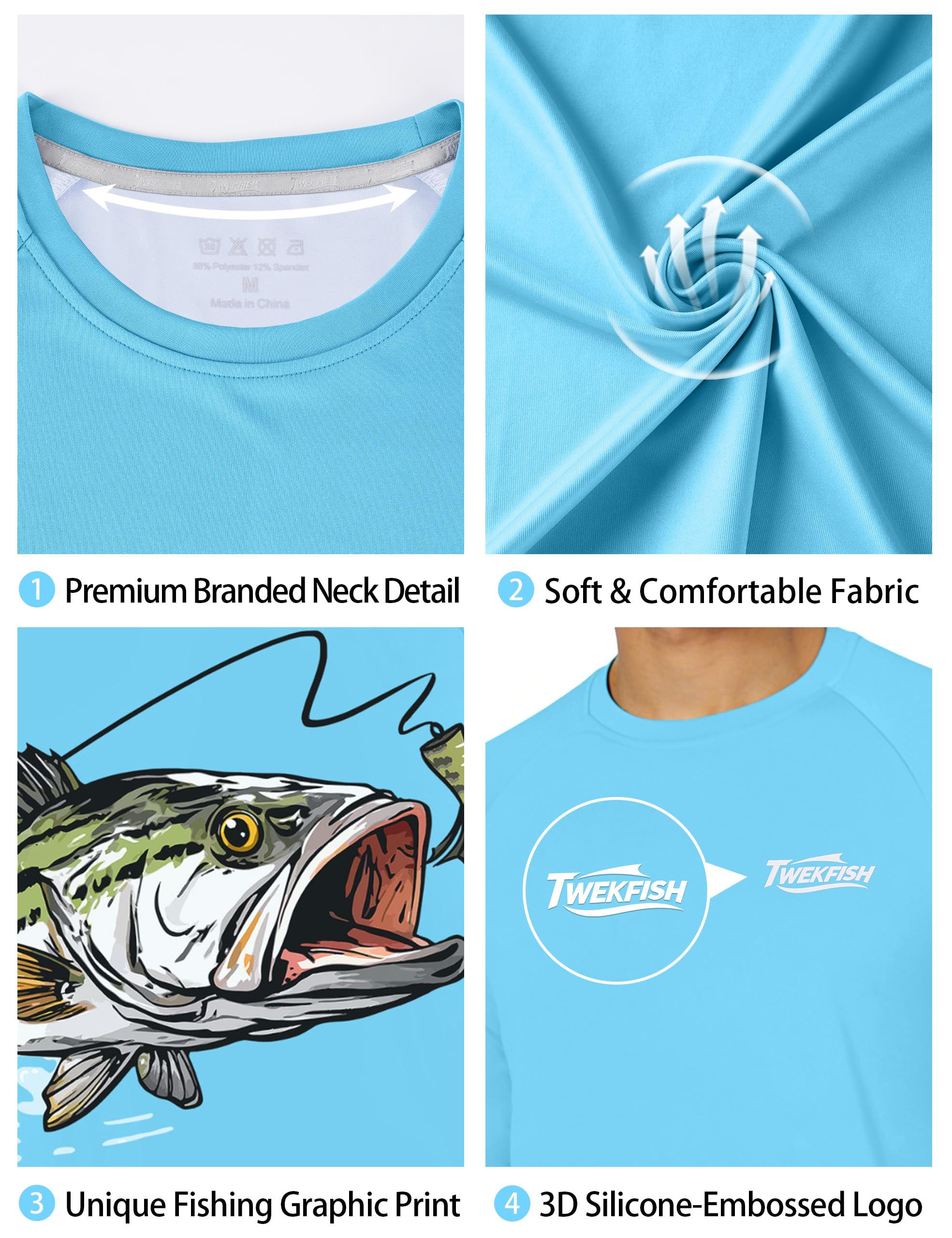 Men's UPF 50+ Sun Fishing Shirt, Long Sleeve UV Protection Tee, Quick Dry Rash Guard for Outdoor Swim Hiking — view 5