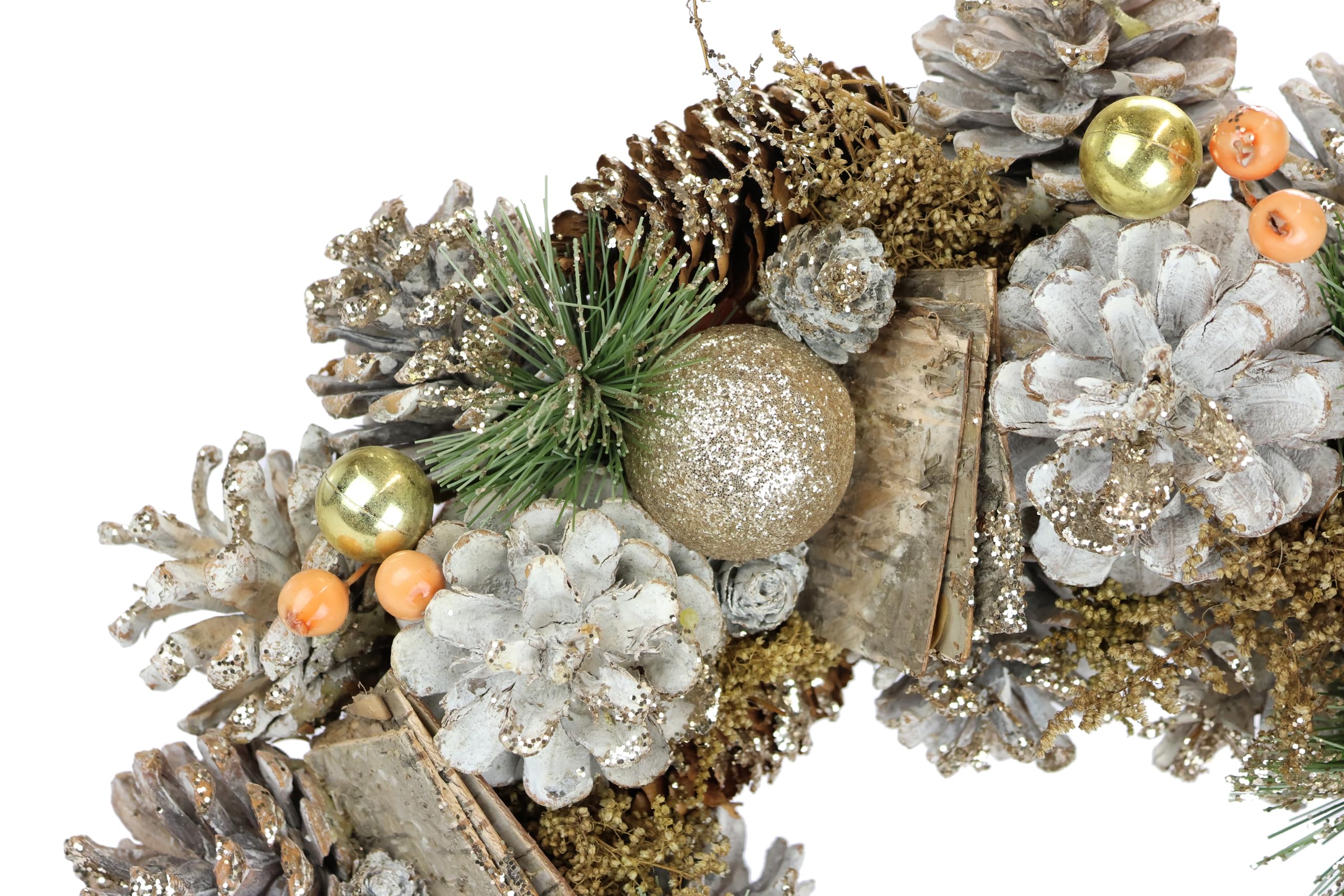 Couronne Naturelle de Pommes de pin avec Boules de Sapin, Pommes de pin et Baies, 32 cm, Couronne de Noël, décoration de Noël, Couronne de l'Avent, décoration Murale, Couronne de Porte, Couronne de