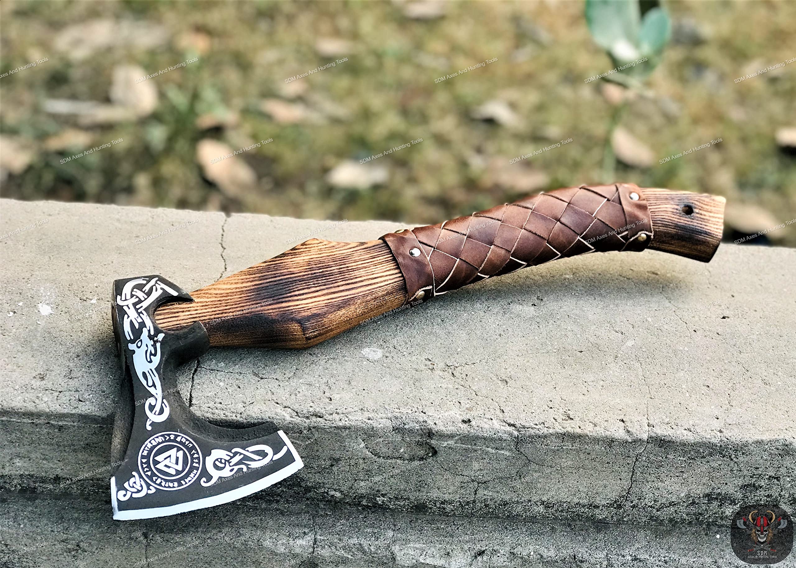 Grande Hache Viking 33 Pouces (84cm) - Manche Frêne Et Tête En Acier - Reproduction Antique