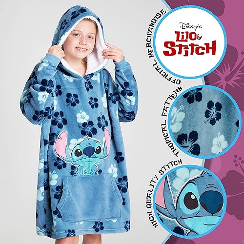 Miniatura 10 de Disney Sudaderas con capucha para adolescentes, manta con capucha de gran tamaño, regalos de Minnie Mickey Stitch