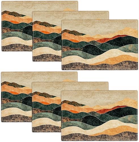 Miniatura 59 de Juego de 6 manteles individuales de flores amarillas de granja, manteles individuales rústicos florales, manteles individuales de primavera lavables