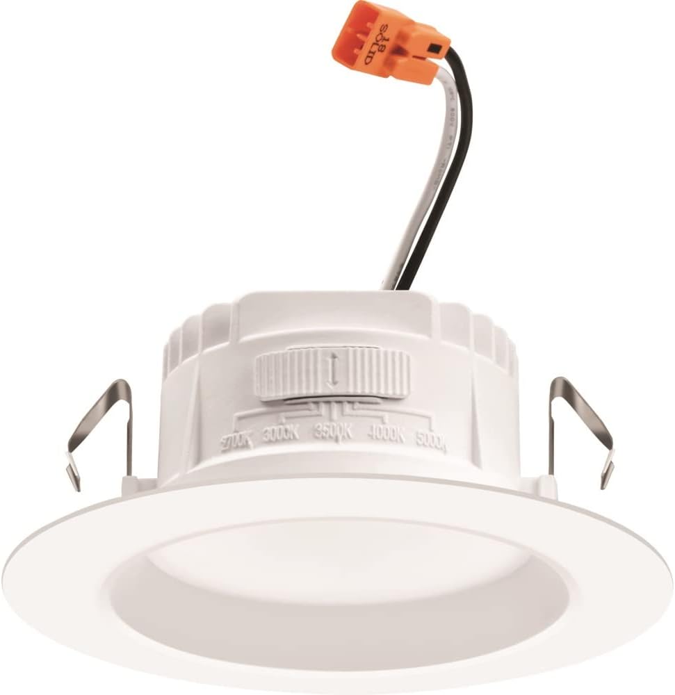 Juno 4 Inch LED Recessed Lighting, RetroBasics Series LED Downlight Trim Kit, Regressed 4" Ceiling Light with 5-in-1 Switchable White Color, 625 Lumens, Baffle Trim, Matte White image 5