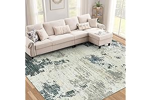 Modern 8x10 Area Rug: Washable, Non-Shedding, Abstract Design Carpet