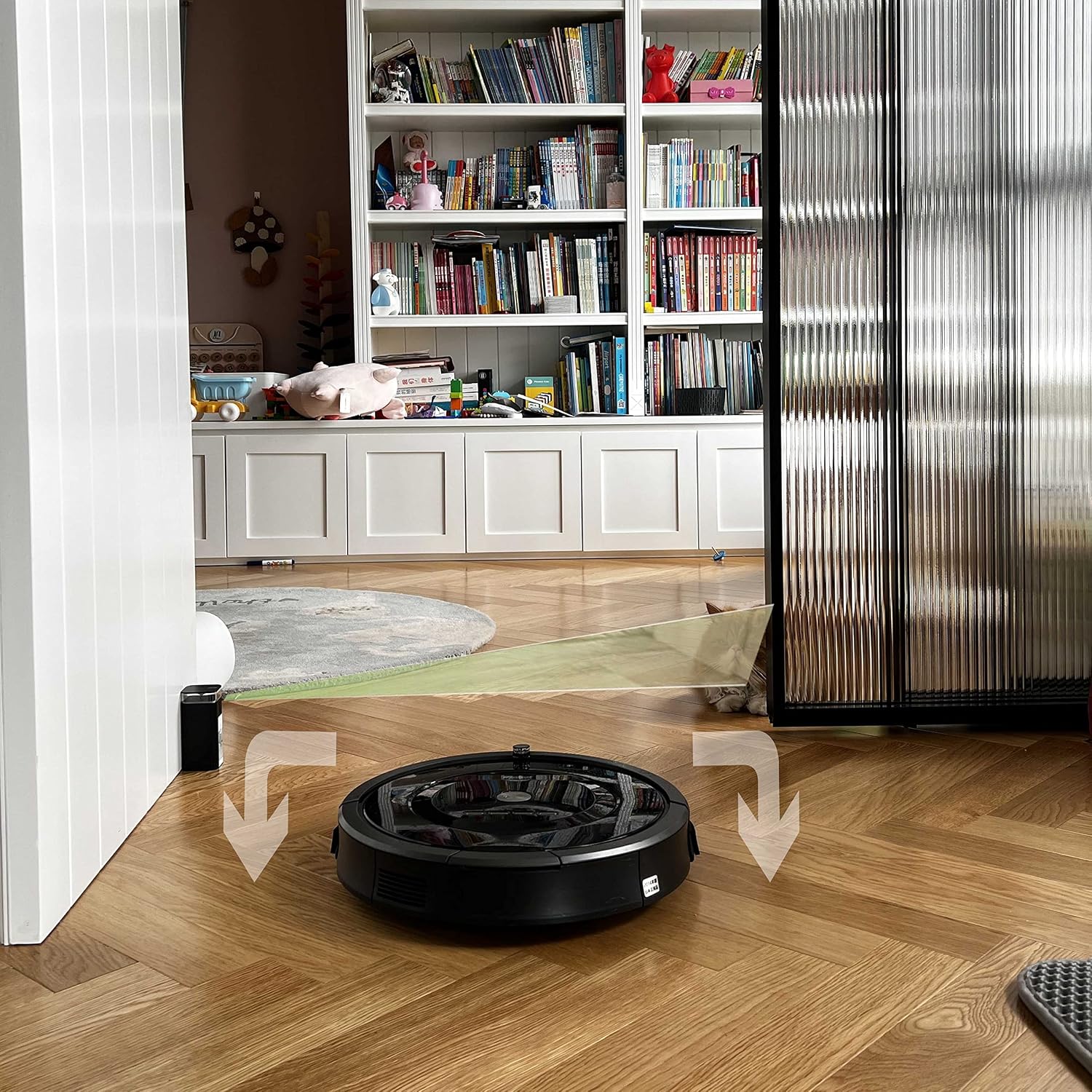 Roomba avoiding a virtual wall barrier at a doorway