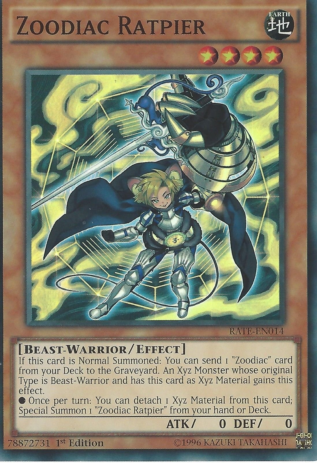 YuGiOh RATE-EN014 1st Ed Zoodiac Ratpier Super Rare Card - ( Yu-Gi-Oh! Single Card )