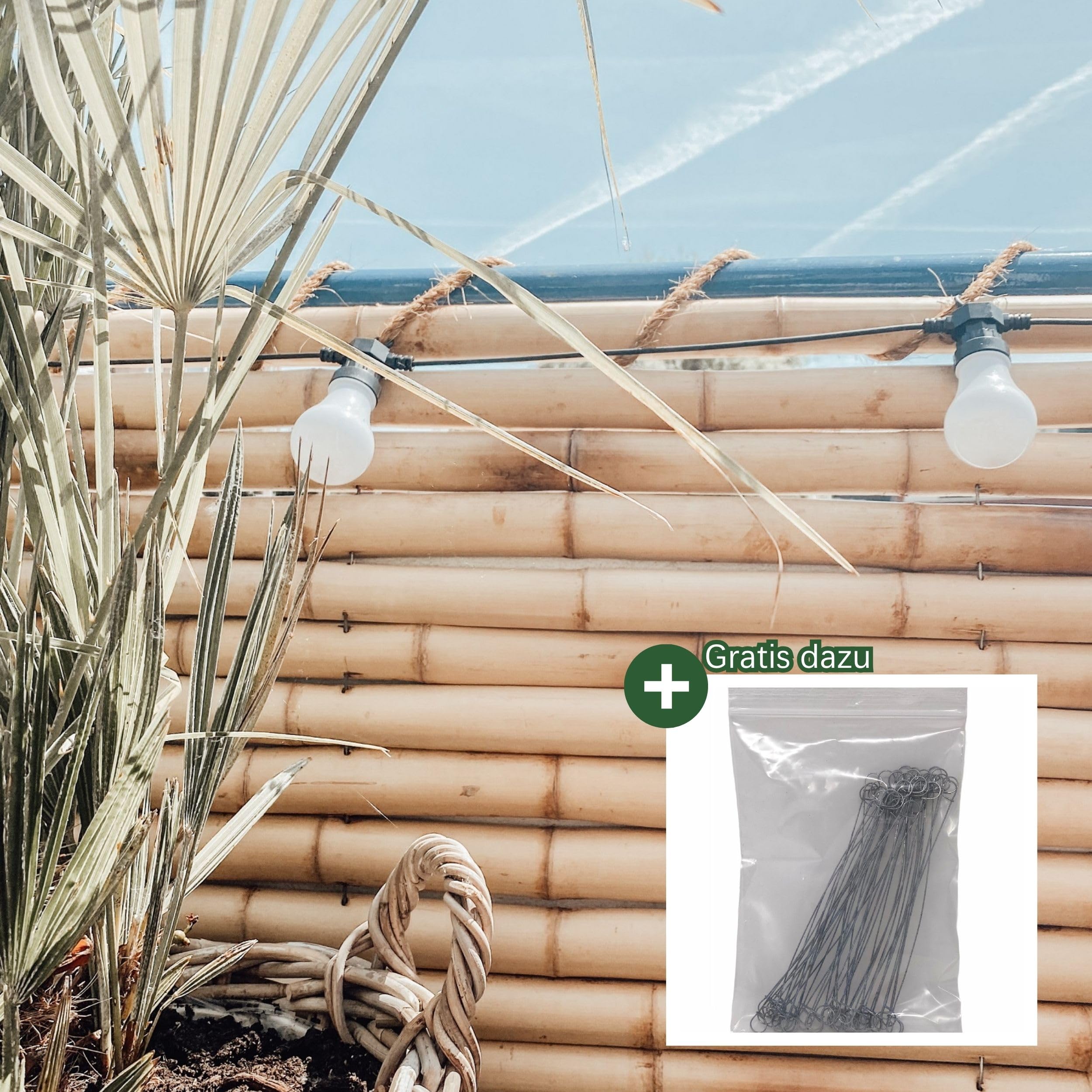 DE-COmmerce Sichtschutz aus Bambus BARU Halbschalenzaun Gartenzaun Windschutz Zaun Bambusmatte NATURE (HxB) 150 cm x 180 cm