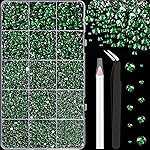 16000Pcs Resin Rhinestones with Tweezers for Crafting, Emerald Green 2-6mm Mixed Sizes Flatback Gems, Bedazzling Crystal for DIY Crafts Clothing Tumblers Mugs Shoes Fabric Nail Art