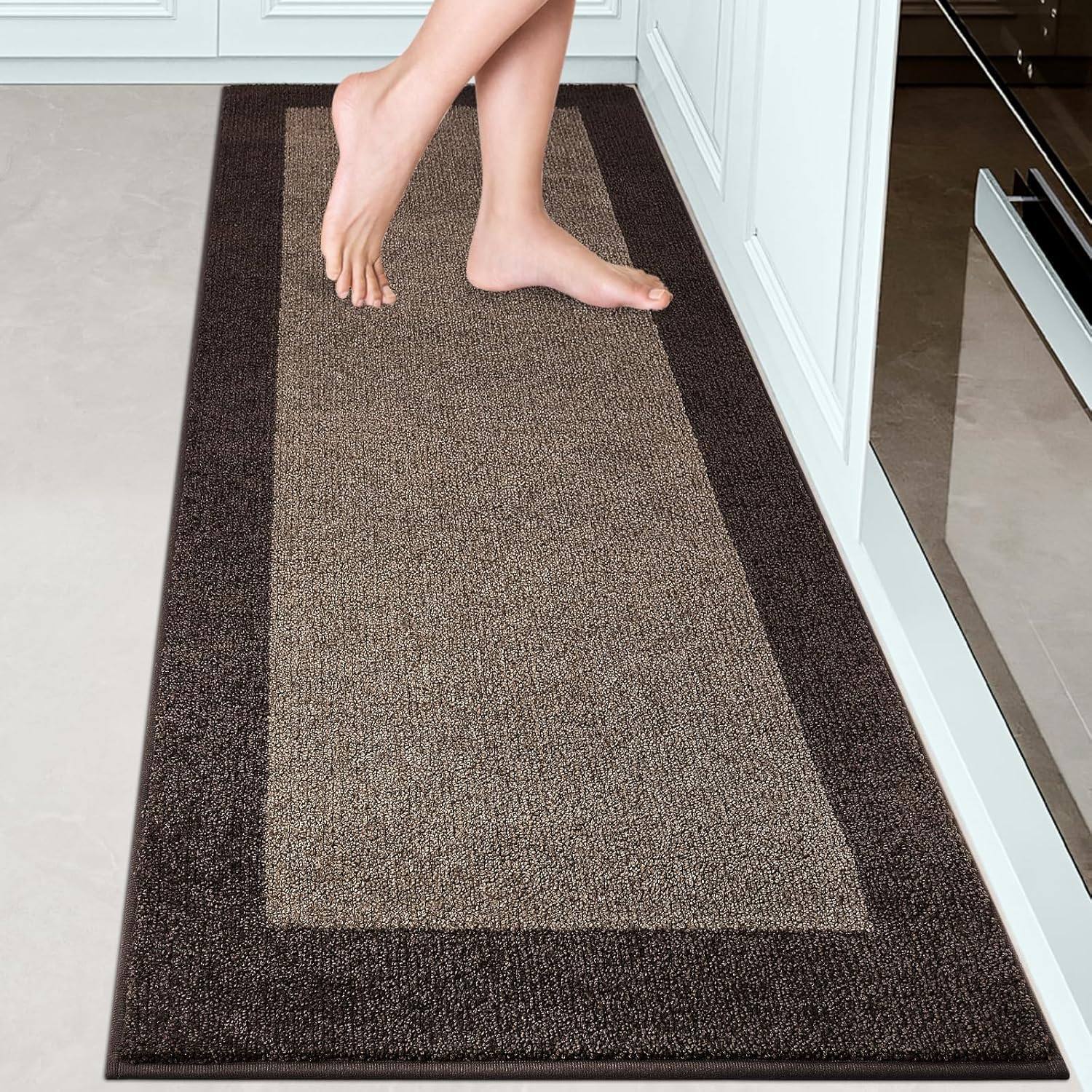 DOMUSTEX Waschbar Teppich Läufer, Eingangsteppich, Schmutzfangmatte Innen, rutschfeste Fussmatte für Küche, Schlafzimmer, Flur