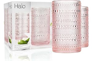 Pink Vintage Glassware Set: Glaver's Hobnail Drinking Glasses