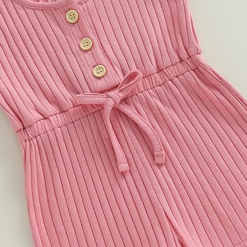 Miniatura 6 de Traje de verano para niña pequeña, sin mangas, acanalado, overol de color liso, pantalones cortos en general, ropa para recién nacidos