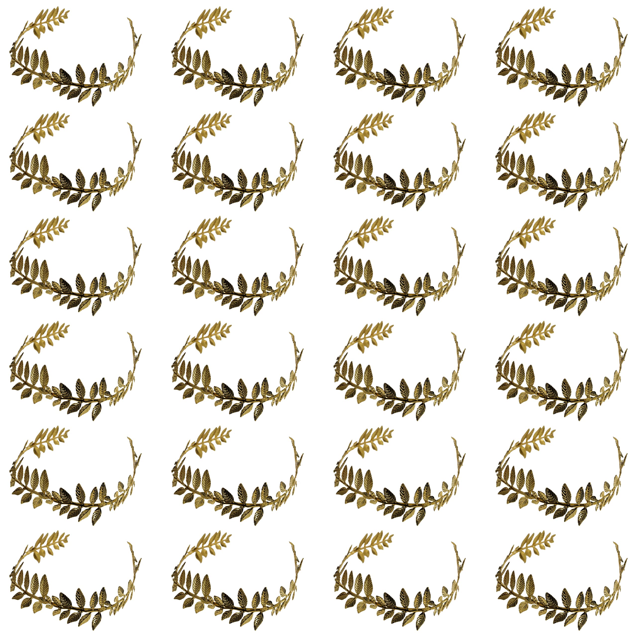 Gold Laurel Headpiece - Pack of 24 - Roman/Greek Goddess Gold Leaf Wreath Headdress - Ancient Greece School Curriculum Book Week Fancy Dress Accessory