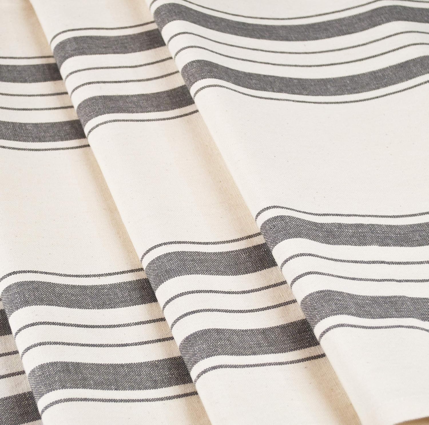 New Deal Linens, Art and Things Cotton Table Runner, Dresser Scarf, Coffee Table Runner, 16.5 x 88.5 Inch in Gray Beige Farmhouse Rustic Decor