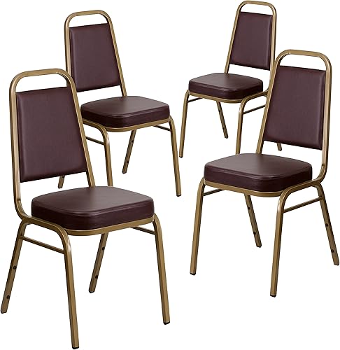 Miniatura 22 de Flash Furniture Hercules - Juego de 4 sillas apilables de vinilo trapezoidales, sillas apilables comerciales con asientos y respaldos acolchados