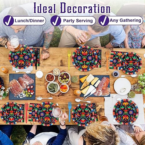 Miniatura 6 de 100 platos y servilletas para fiesta mexicana, suministros de fiesta del Cinco de Mayo, México, decoración de fiesta para el Día de los Muertos,