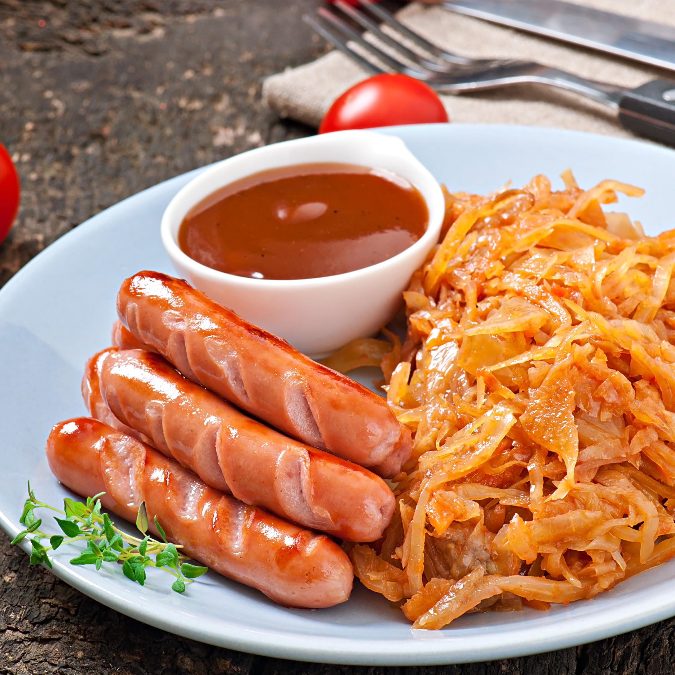 LANDPERLE Debreziner 4x900g mit Paprikawürzung, österreichische & ungarische Brühwurstspezialität, kalt oder warm genießen, perfekt für Eintöpfe, Gulasch, Suppen, zum Grillen, Kochen & Braten