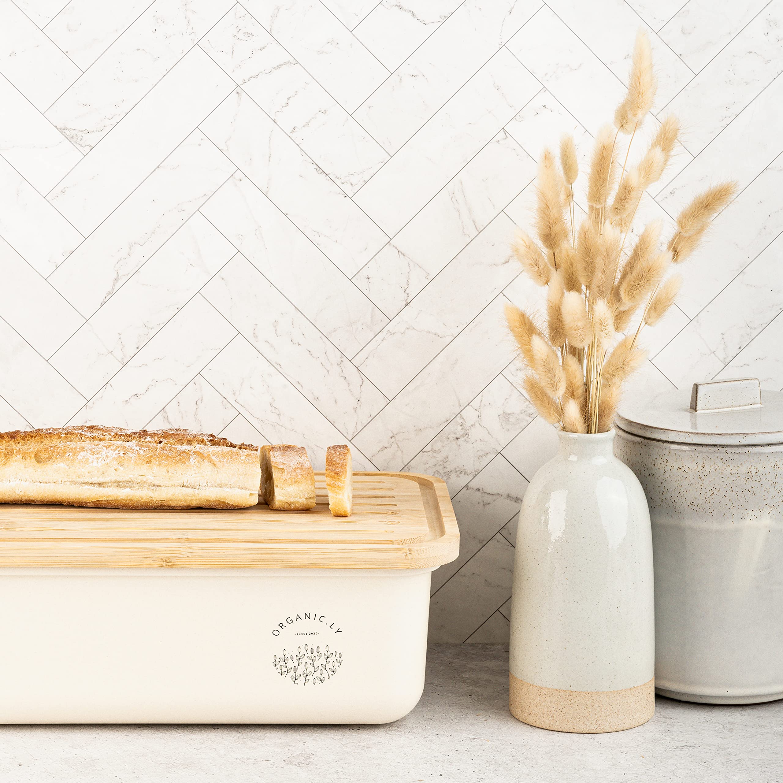 White Bread Box Kitchen Countertop Large Bread Storage Container Bread