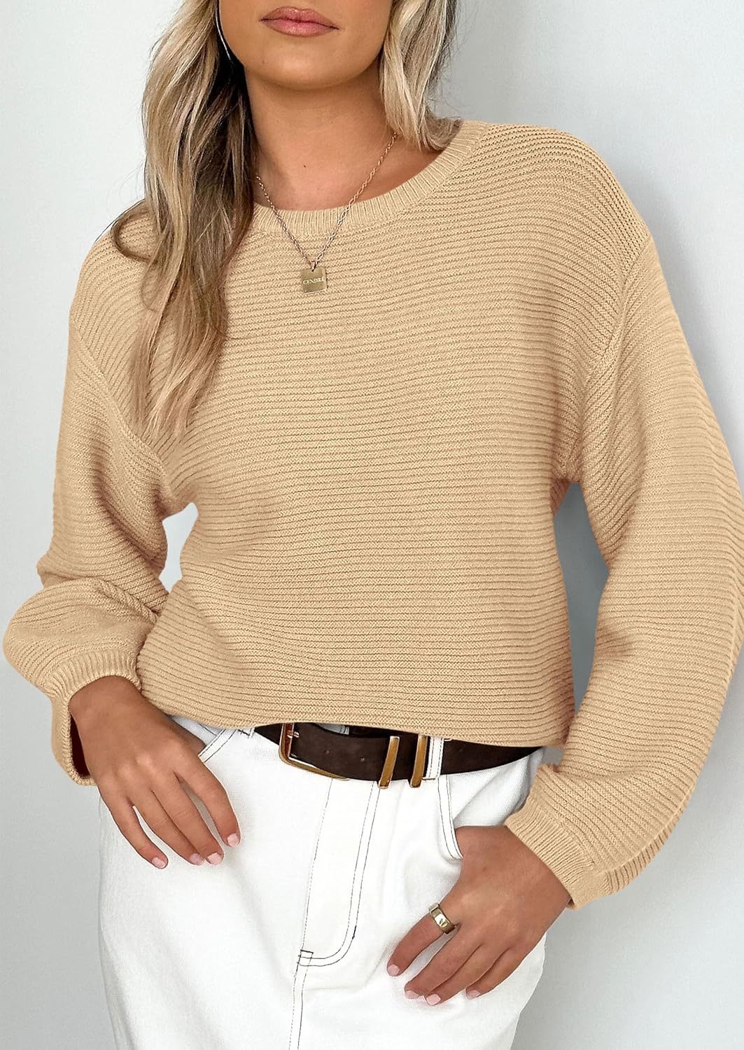 PRETTYGARDEN Womens Fall Sweaters 2025 Casual Loose Crewneck Ribbed Long Sleeve Top Knit Pullover Sweater - Image 4