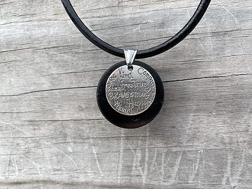 Miniatura 2 de Inspirational Gratitude Shungite Pendant and Leather Necklace  Holiday Gift Idea  Protection Shield Blocker Women Teens