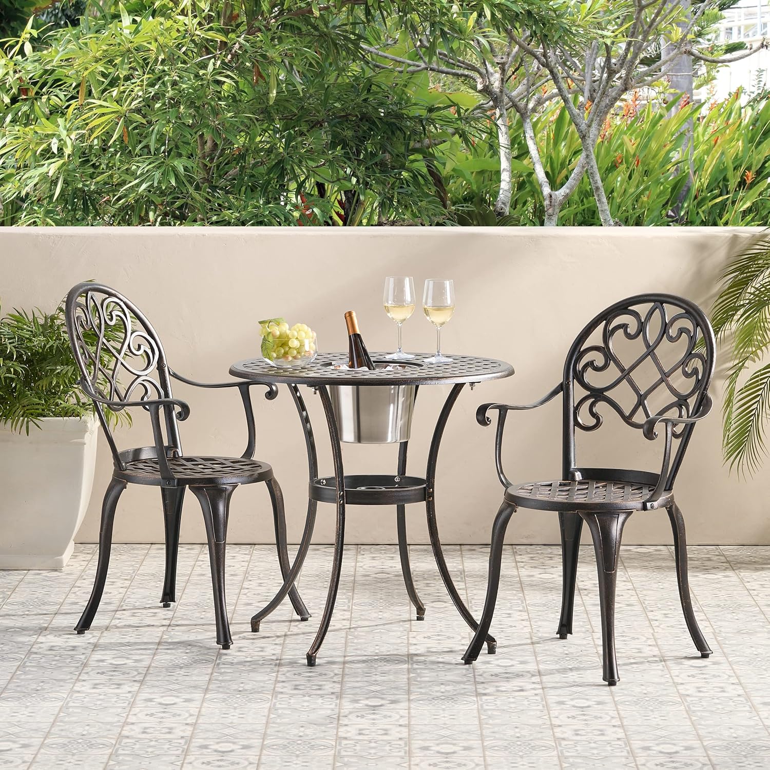 GOWE Camden 3PC CAST Bistro Set W ICE Bucket