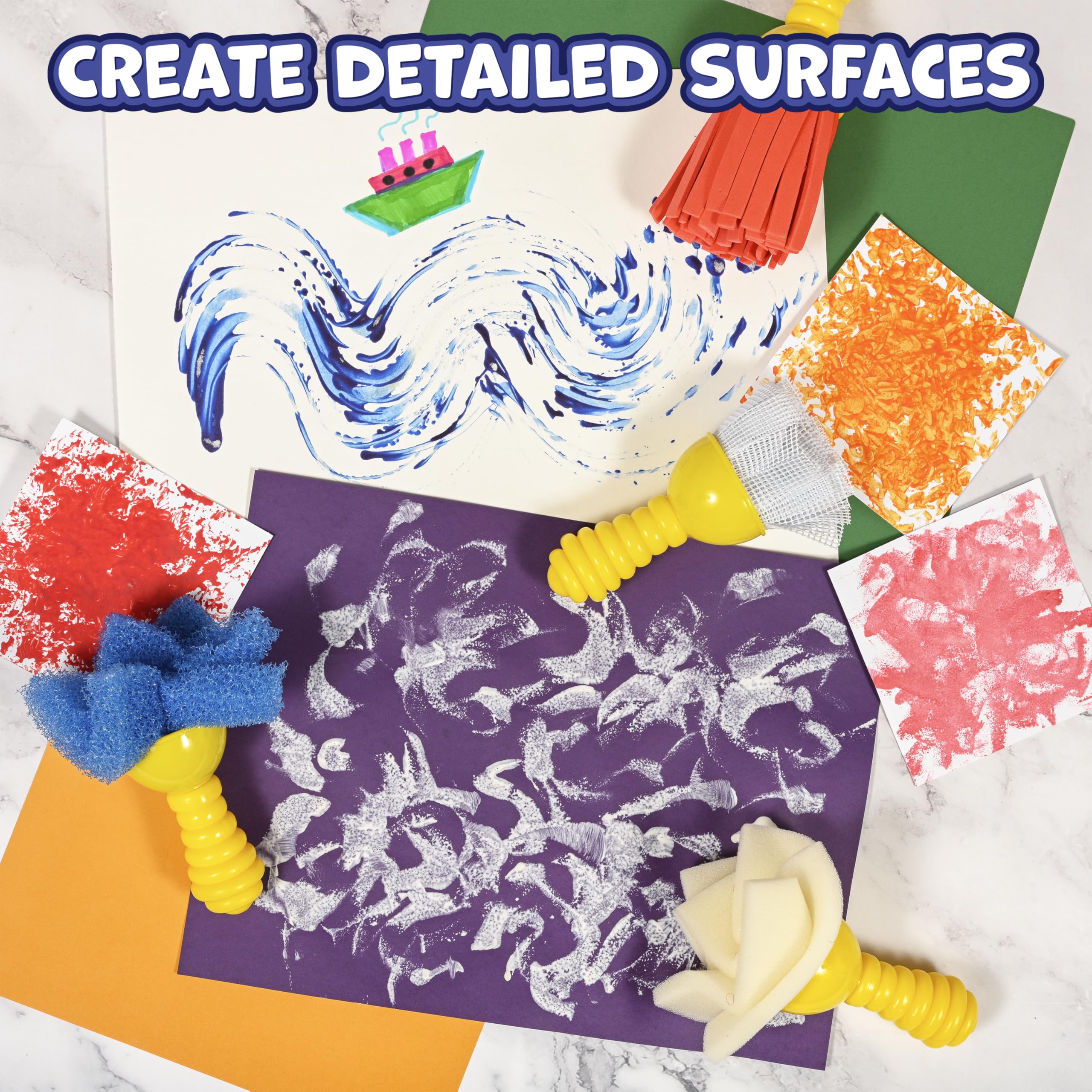 Toddler Paint Brushes - Textured Art Tools Set -5 Toddler Paint Brushes - Textured Art Tools Set -5