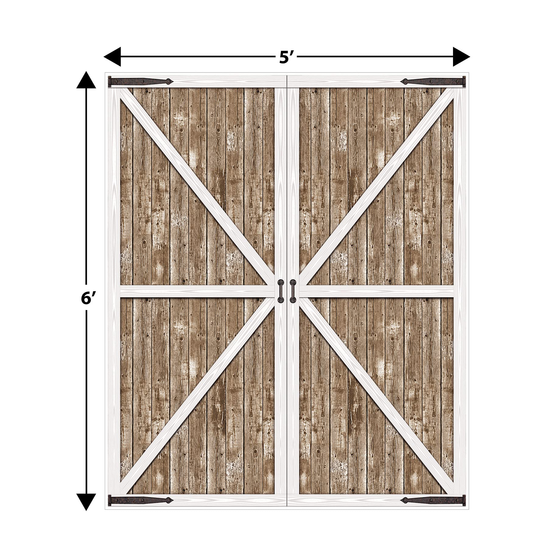 Beistle 152 cm x 152 cm rustykalne drzwi do stodoły zachodniej fotografia tło z motywem farmy, sesja zdjęciowa tło na urodziny, baby shower, wystrój dnia ślubu, brązowy/biały/czarny